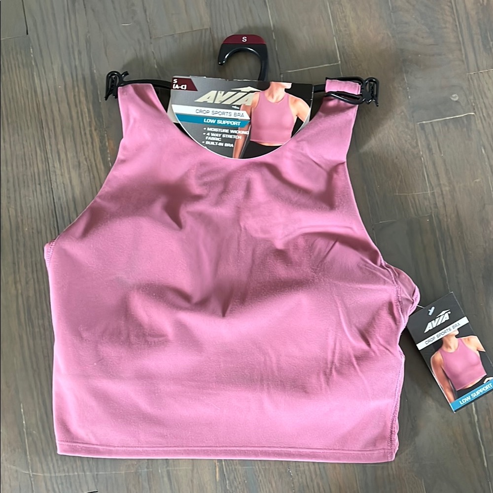 Avia Pink Crop Sports Bra with build in bra size small NWT Crop Top